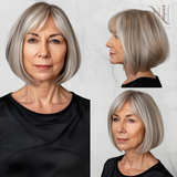 Peruca Madame Bob Scurt Cu Breton Suvitat Gray/Pla