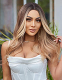 Peruca Par Sintetic NORIKA Balayage Saten Mediu/Blond Nisipiu