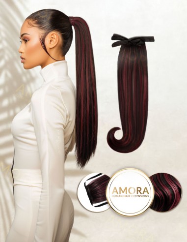 Balayage Cherry Cola - Extensii Suvitate Coada Amora