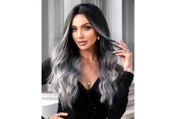Peruca GRACE Ombre Negru/Silver Gray