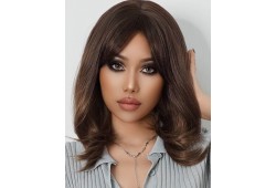 Peruca Naturala DANYIA Saten Inchis Balayage