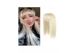 Peruca Partiala cu Breton Blond Rece Perlat 60